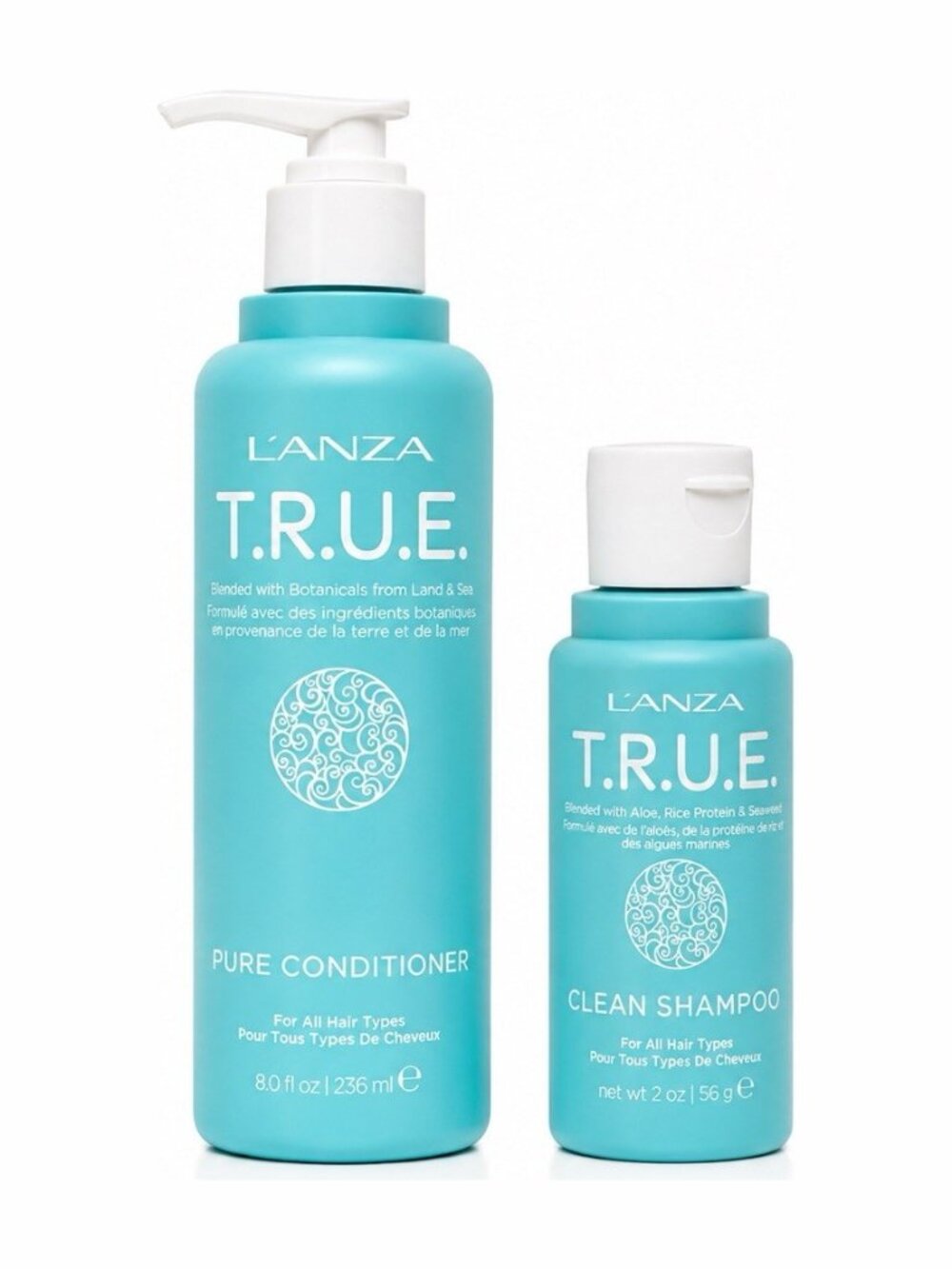 L’ANZA T.R.U.E. Pure Conditioner 8 fl oz & Clean Shampoo 2 oz Travel Set